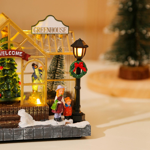 D Casa De Navidad De Mesa Led, Casas De Pueblo Con Escena