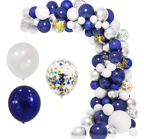 Set Globos N19 112pcs Azul Decoración Arco Cumpleños El Rey