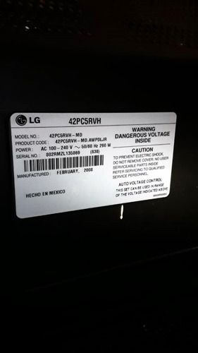 Televisor LG 42 Pulgadas Lcd Modelo 42pc5rvh