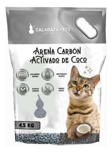Arena Para Gato Calabaza Pets 4.5kg Carbón Activado