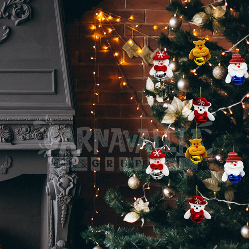 Mox 12 Cascabeles Muñecos Navideños Adorno Fieltro Navidad