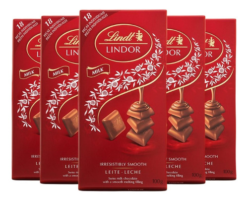 Kit Com 5un Chocolate Suiço Lindt Lindor Milk 100g