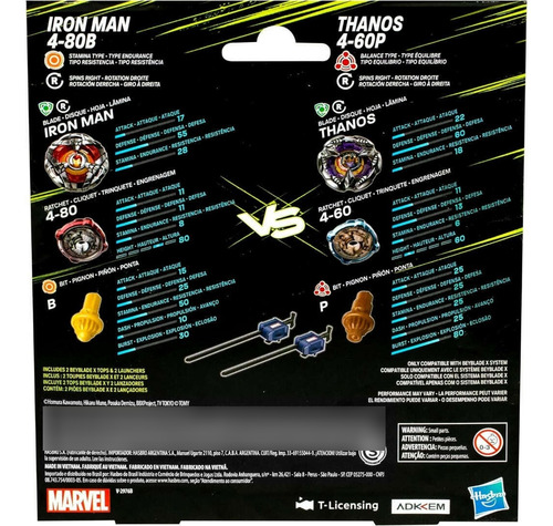 Beyblade X Marvel® Iron Man 4-80b Vs Thanos 4-60b Multipack