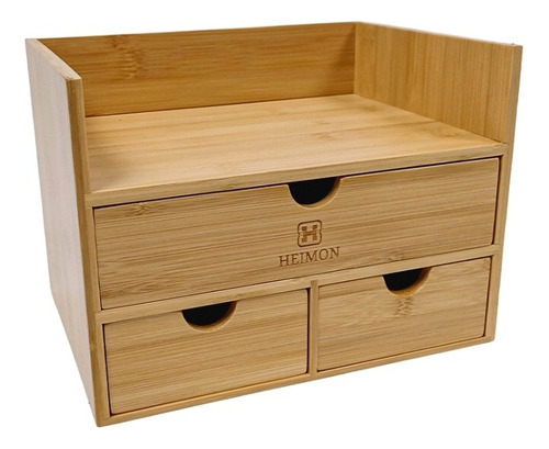 Porta Jóias Ou Organizador De Utensilios Bambu 3 Gavetas