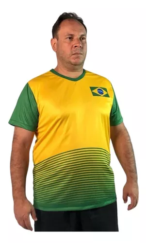 Camiseta Camisa Brasil Rosa Torcedor Patriota Seleção Dry Uv