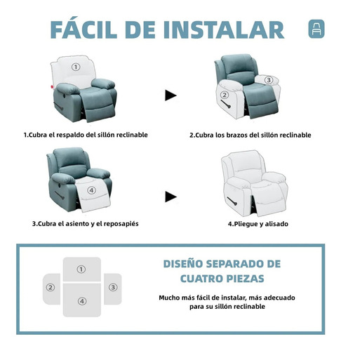 Funda Sofá Reclinable 1 Plaza Protector Cobertura Completa
