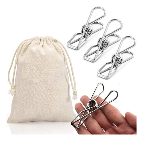40pcs Pinzas Para Ropa De Acero Inoxidable, Pinzas Para