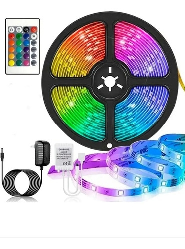 Cinta Led 5050 Rgb Multicolor Kit Control Remoto Rollo 5 Mts