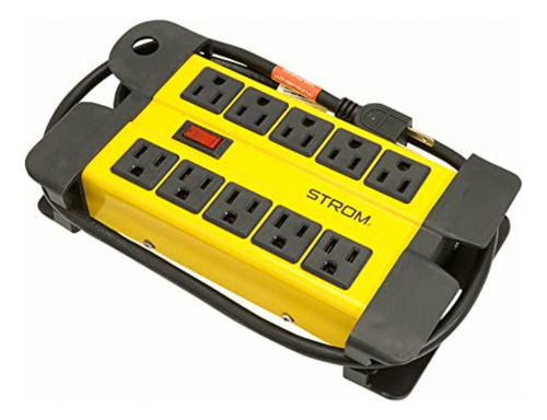 Strom St2716 Multicontacto, 10 Entradas, Cuerpo Metálico,