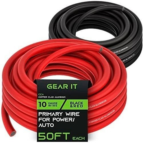 Gearit Cable De Calibre 10 (50 Pies Cada Uno, Negro/rojo) Cc