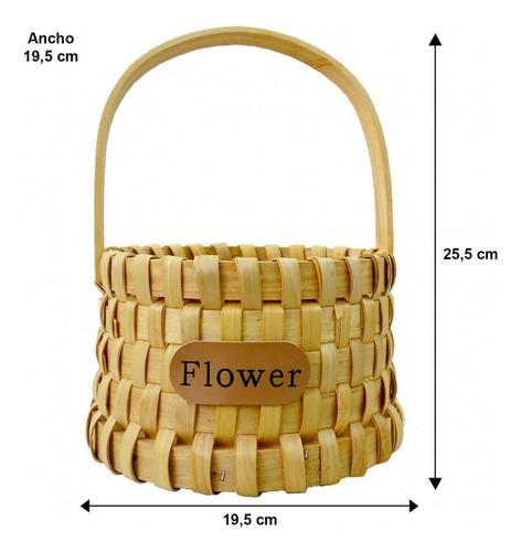 Canasta Redonda Para Picnic O Flores 25,5cms * 19,5 Cms 