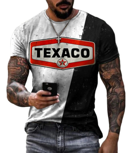 Camiseta De Verano Texaco Alphabet Style 3d Impresa Para Hom