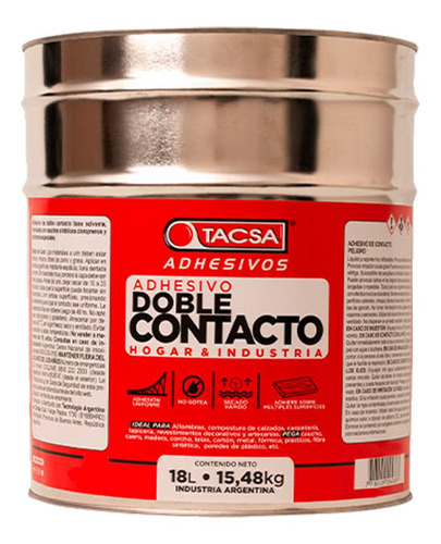 Cemento De Contacto Tacsa Adhesivo Hogar Industria X18 Ltrs.