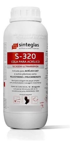 Cola Líquido Sinteglas Cola Acrilico E Policarbonato Ultra-Sinteglas S-320 1 Litro