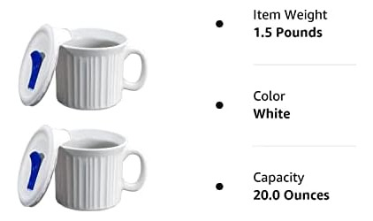 Corningware Colors Pop-ins - Taza Para Sopa Con Tapa, 20 Onz