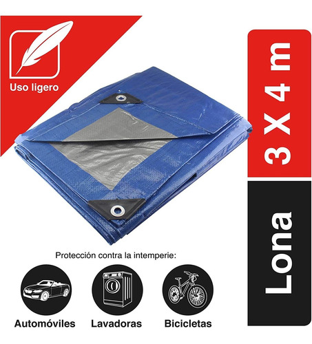 Lona Con Sellado Trmico, Color Azul, 3 X 4 Metros Santul