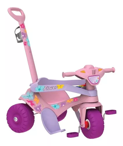 Triciclo Motoca Infantil Passeio Velocípede Haste Empurrador