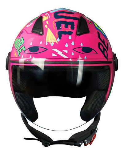 Capacete Moto Aberto Norisk Orion Free Pink Yellow Loja Cor Rosa Tamanho do capacete S