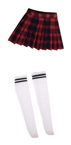 1/6 Trajes De Ropa De Colegiala Plisada Y Medias Para La