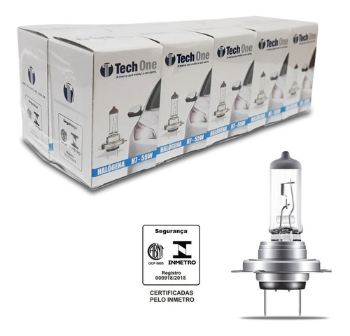 Lampada Halogena Techone H7 3000k 55w Caixa Com 10 Uni