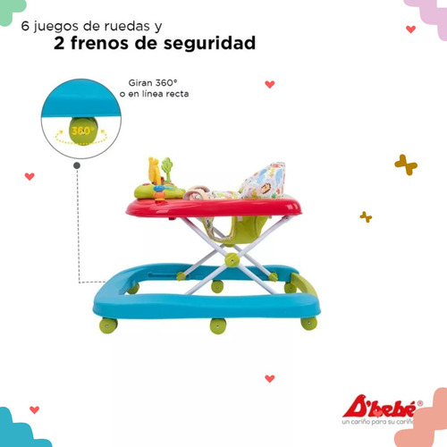 Andadera Caminadora D´bebe Jungle 2 En 1 - Rojo