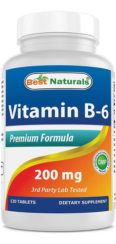Vitamina B6 Premium Piridoxina Hcl 200mg 120 Tabs Eg Bb68 Sabor Nd
