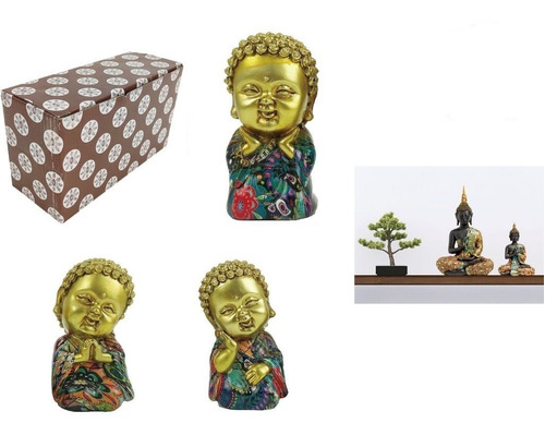3 Mini Budas Dorados Tailandes Color Dorado