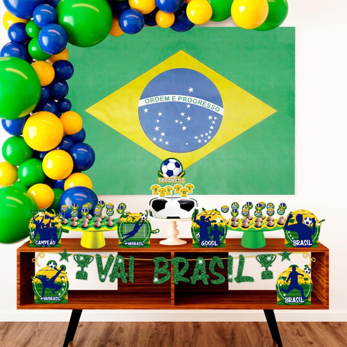 Kit Festa Fácil Decoração Futebol Brasil Copa Do Mundo