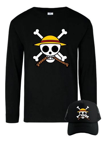 Camiseta One Piece Manga Larga Camibuso Obsequio Gorra 