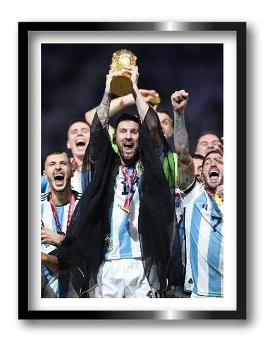 Decorativo Lionel Messi Fotografia Con Copa Mundial Qatar 22
