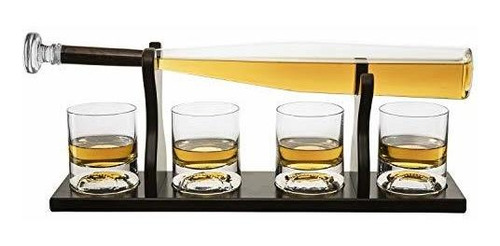 Decantador De Whisky De Bate De Béisbol Y 4 Vasos De Whisky