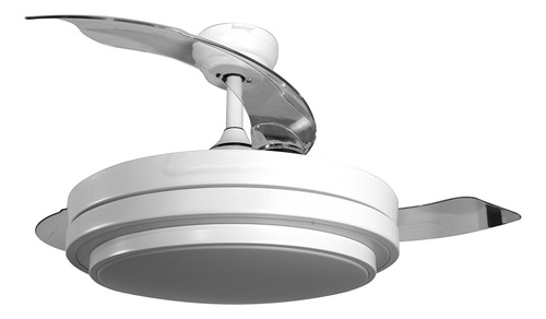 Ventilador De Techo Boomer Andana blanco 42 pulgadas con luz Led de 3 tonos Aspas retráctiles Manejo por control remoto 6 velocidades Función Verano e Invierno Motor DC