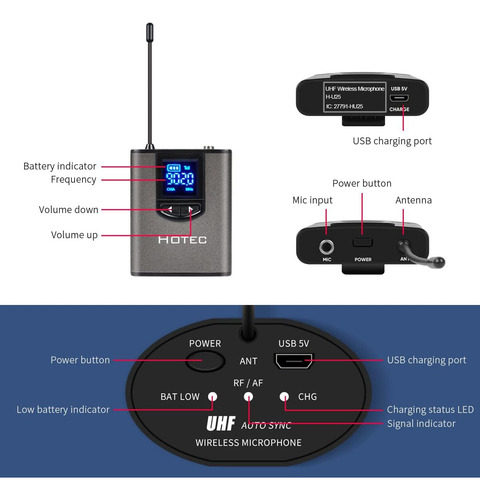 Sistema Sem Fio Hotec Com Microfones De Ouvido Duplo/laval..