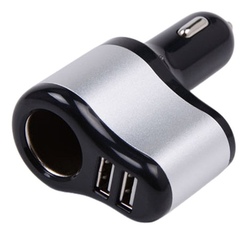 Cargador Doble Usb + Encendedor 12/24v A 5v Negro + Plateado