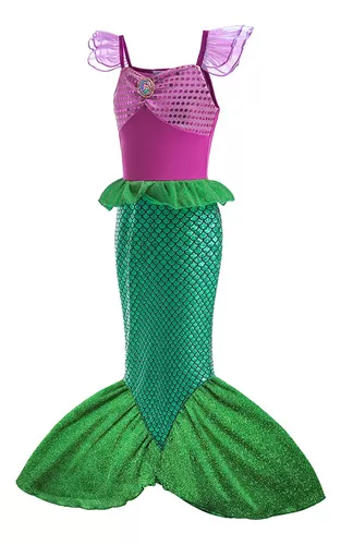 Vestido de sereia para crianças, princesa ariel, fantasia para