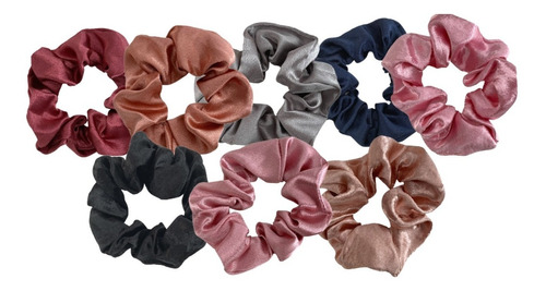 Scrunchies Liga Dona Para Cabello Satinadas Kit 8 Piezas B