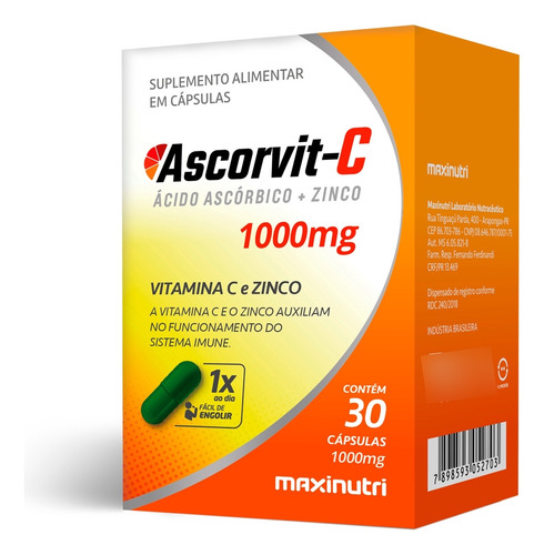 Ascorvit-c Maxinutri 30 Cápsulas