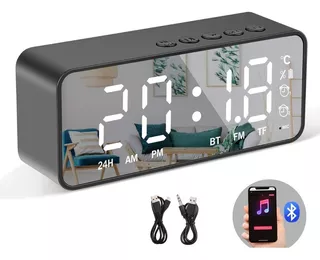 Reloj Despertador Digital Con Bocina Bluetooth Y Radio Fm