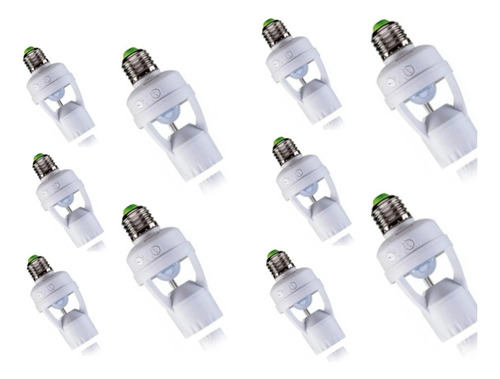 Kit 10 Soquete Sensor De Presença Com Fotocélula E27 Bivolt
