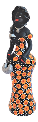 Estátua Mulher Negra Escultura Cerâmica Caruaru Vest Bolinha