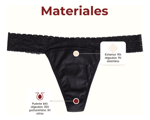 Calzón Tanga Menstrual Pantiprotector Luna Segura Pandora