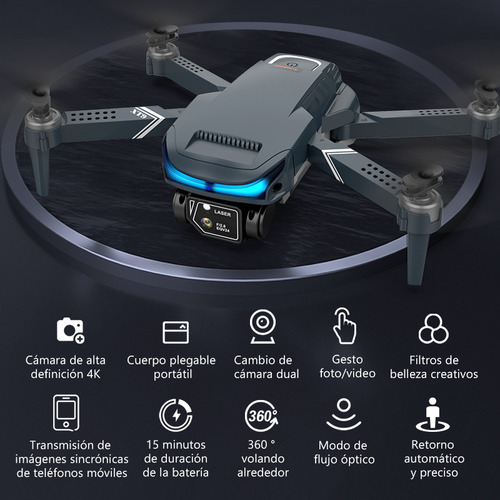 Mini drone Axnen 4K XT9 3 Battery con dual cámara HD 2.4GHz 3 baterías Oscuro Gris