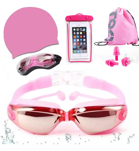 Set De Lentes De Natación 6 En 1 Color Rosa Rosa