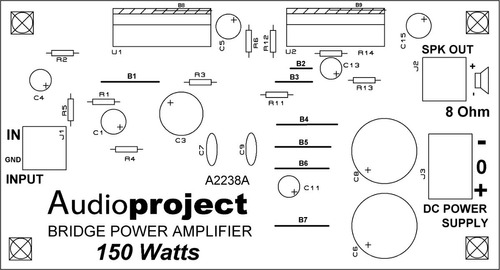 Circuito Impreso Amplificador 150 Watts / 8 Ohm Audioproject