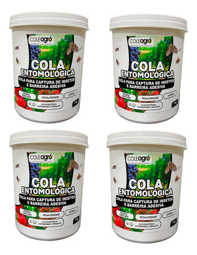Cola Entomológica 1kg Armadilha Insetos - Kit Com 4 Unidades