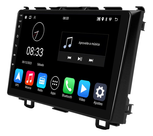 Central Multimidia Honda Crv Android 13 2gb Carplay 9p 2cam Cor Preto