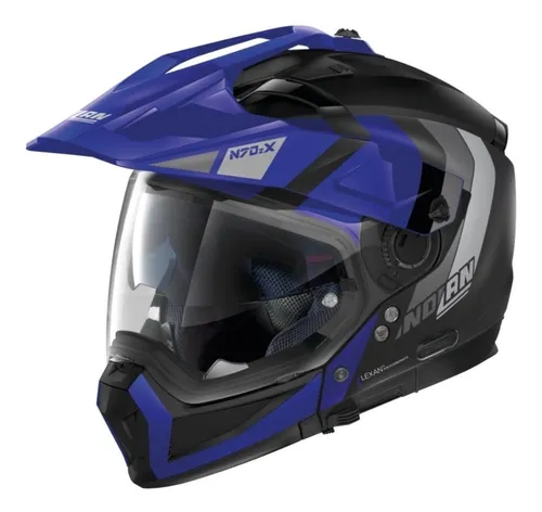 comprar Nolan N70-2 X Decurio 32 Flat Casco Negro Azul Plata