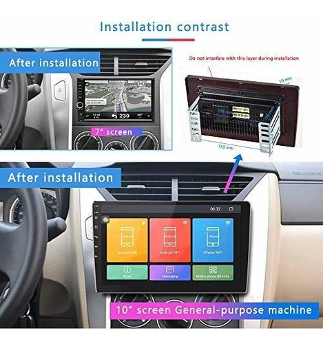 Doble Din Estereo Vehiculo 10.1 Android Navegacion Radio