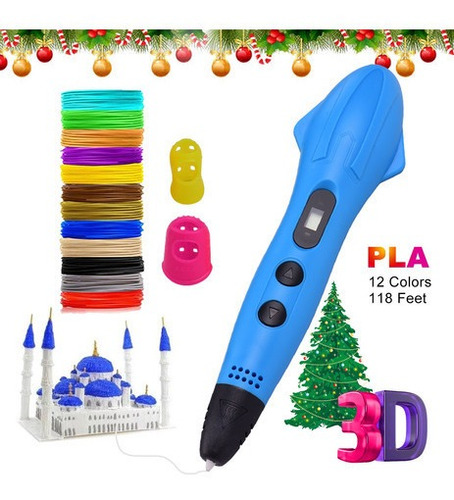 Bolígrafo 3D eSynic Plumas para impresión 3D con Carga de USB Recargas de Filamento PLA de 12 colores Velocidad y Temperatura Ajustable Regalo de Manualidad para Adunltos y Niños 