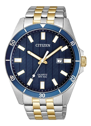 Citizen Quartz Date Two Tone Bi5054-53l Color de la correa Plata Y Oro Color del bisel Plata Y Oro Color del fondo Azul